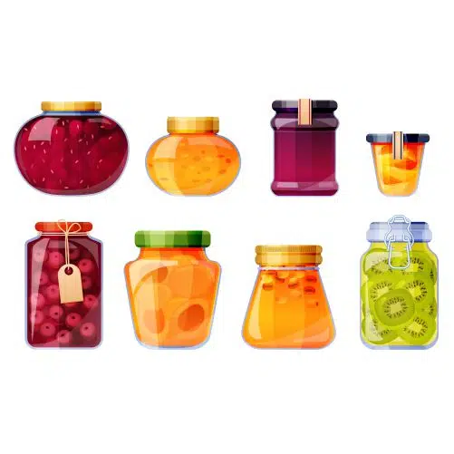 set sweet fruit conserves glass jars isolated illustration 1 استیکرهای بستنی ناز_2