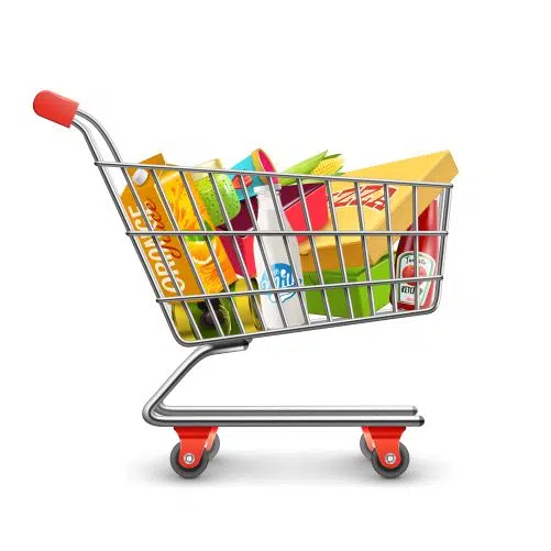 shopping supermarket cart with grocery pictogram 1 قاب