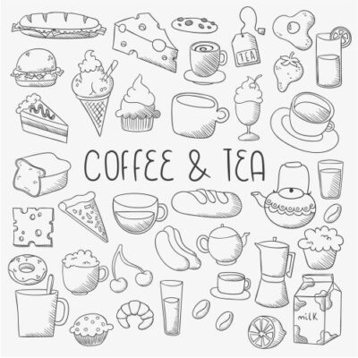 وکتور آیکون های ترسیمی با مداد غذا ها