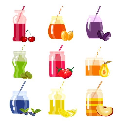 smoothie menu decorative icons 1 شکوفه-نوشیدنی-کوکتل-بار-انتزاعی-وکتور-لوگو-کارت-ویزیت-قالب