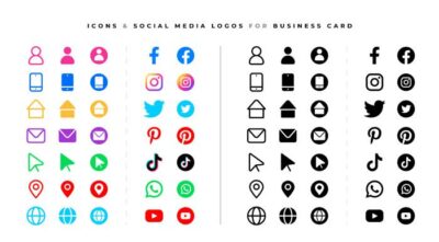 آیکون وکتور شبکه های اجتماعی - فیسبوک - اینستاگرام - پینترست - توییتر - واتساپ - موبایل -  ایمیل