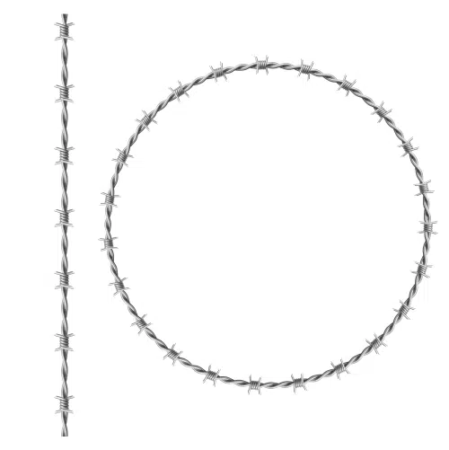 steel barbwire set circle frame from twisted wire with barbs isolated on white background realistic seamless border of metal chain with sharp thorns for prison fence military boundary 1 Security fence