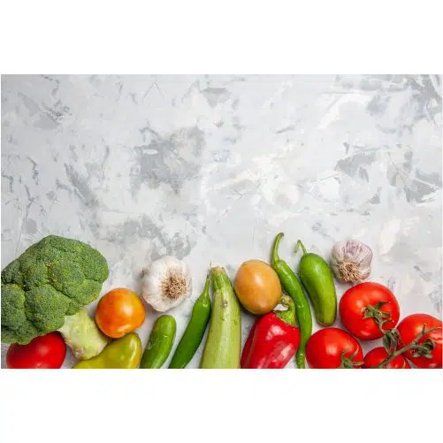 top view fresh green broccoli with vegetables white floor salad ripe health diet 1 تصویر با کیفیت زمینه سیفی جات و سبزیجات