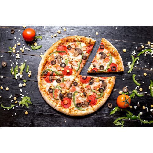 top view pepperoni pizza sliced into six slices 1 عکس سیر ترشی در ظرف نگهدارنده
