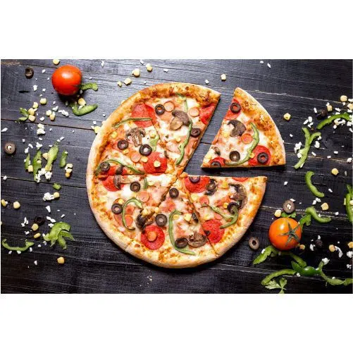 عکس با کیفیت پیتزا اسلایس شده 1 top view pepperoni pizza sliced into six slices 1 عکس با کیفیت پیتزا اسلایس شده