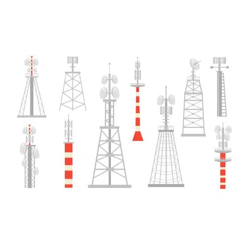 various radio towers flat set 1 وکتور انواع برج های مخابراتی و رادیویی