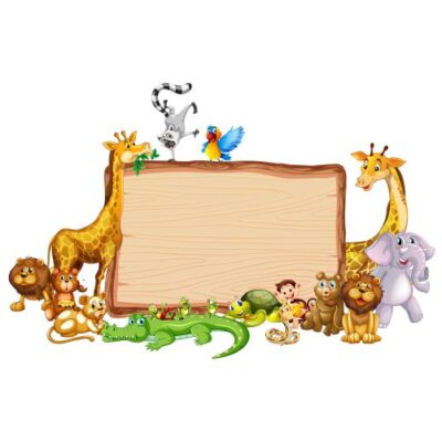 وکتور قاب خالی مدرسه و دانش آموزان و قاب تخته چوبی