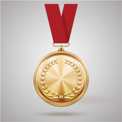 وکتور مدال طلا با ربان قرمز
