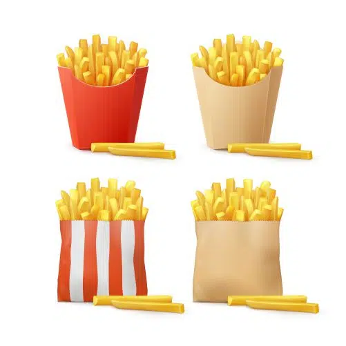 vector set potatoes french fries red white striped craft paper carton 1 طرح وکتور لوگو آیکون تلفن - موبایل