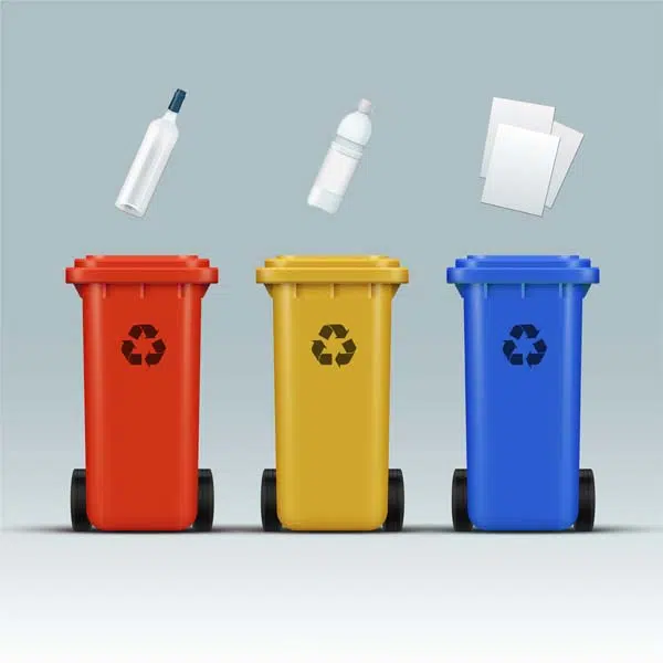 vector set red yellow blue recycle bins glass plastic paper wastes 1 آیکون‌های گل گندمی-روشن-مسطح-زرد-طرح-