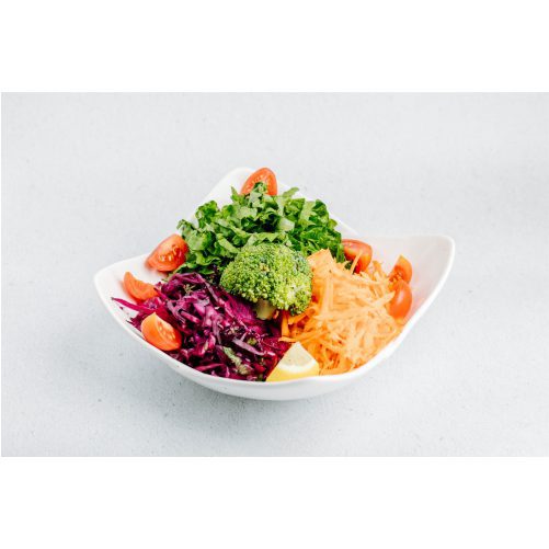 vegetable salad with chopped cabbage carrot tomato slices lettuce broccoli 1 طرح نمای گوشت برگر خوشمزه - سالاد پنیر - پس زمینه تاریک