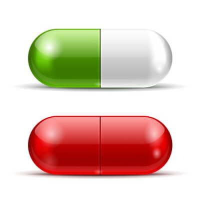 وکتور قرص و کپسول سبز و سفید و قرمز