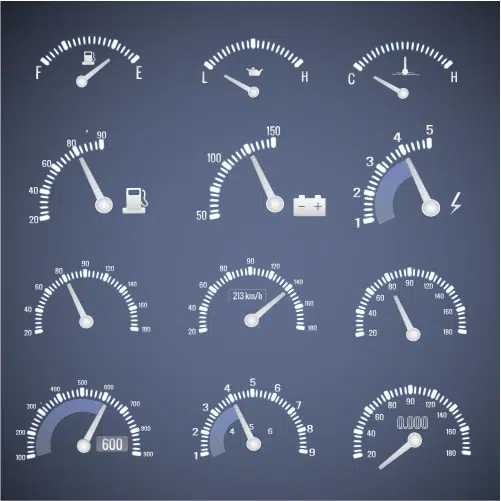 white speedometer interface icon set with dials showing level fuel oil speed vector illustration 1 Security fence