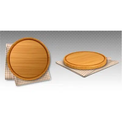 wooden pizza boards kitchen towels 2 وکتور تخته غذا دایره و سفره چهار خانه
