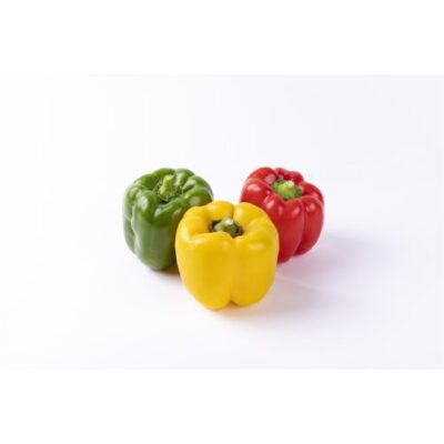 تصویر با کیفیت سه فلفل دلمه ای زرد سبز و قرمز
