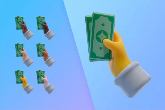 آیکون 3 بعدی با دست نگه داشتن اسکناس