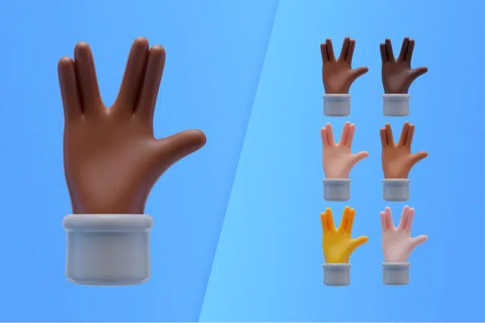 3d collection with hands making alien greeting آیکون سه بعدی دست سازی تبریک بیگانه