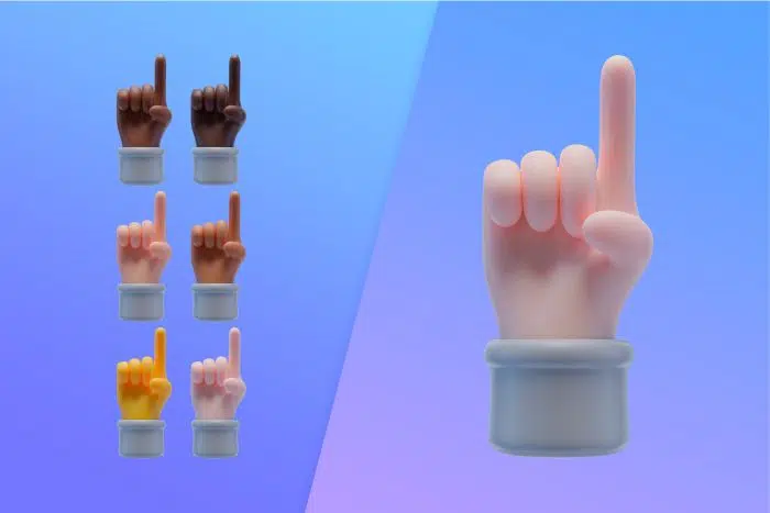 3d collection with hands pointing index finger up آیکون سه بعدی انگشت اشاره - اشاره انگشت به بالا