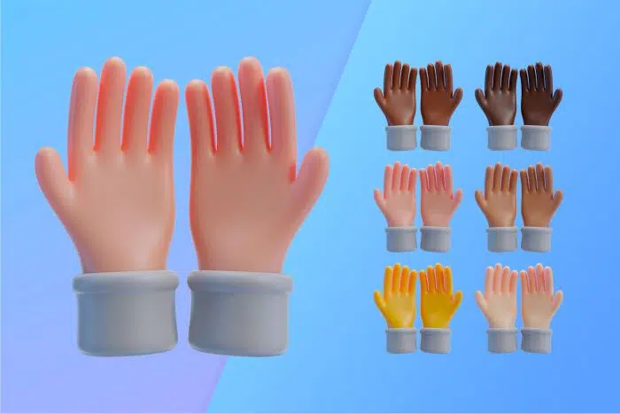 3d collection with hands showing palms together آیکون سه بعدی دست - نشان دادن کف دستها با هم