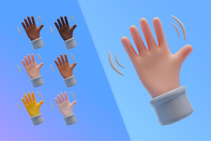 3d collection with hands waving آیکون سه بعدی چرخش کره زمین