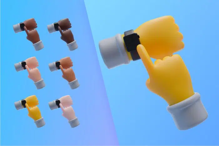 3d collection with hands with wristwatch آیکون سه بعدی ساعت مچی دست