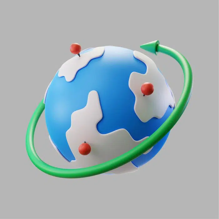 3d earth globe with pinpoints rotation arrow مجموعه