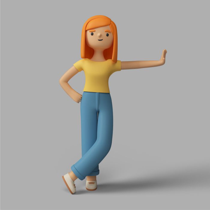 3d female character acting cool