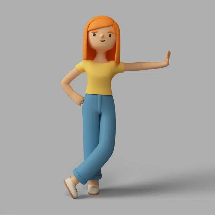 3d female character acting cool آیکون سه بعدی زن با چرخ دنده - تنظیمات