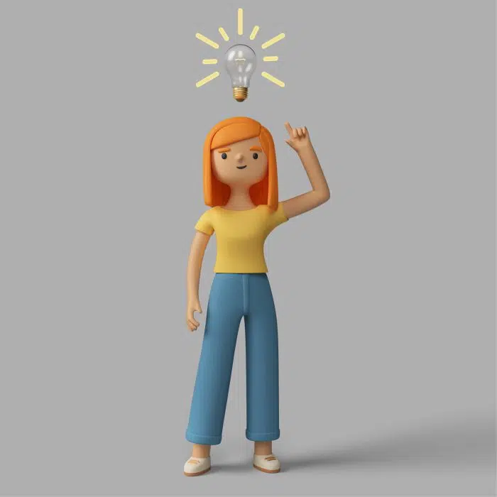 3d female character having an idea آیکون سه بعدی زن با چرخ دنده - تنظیمات
