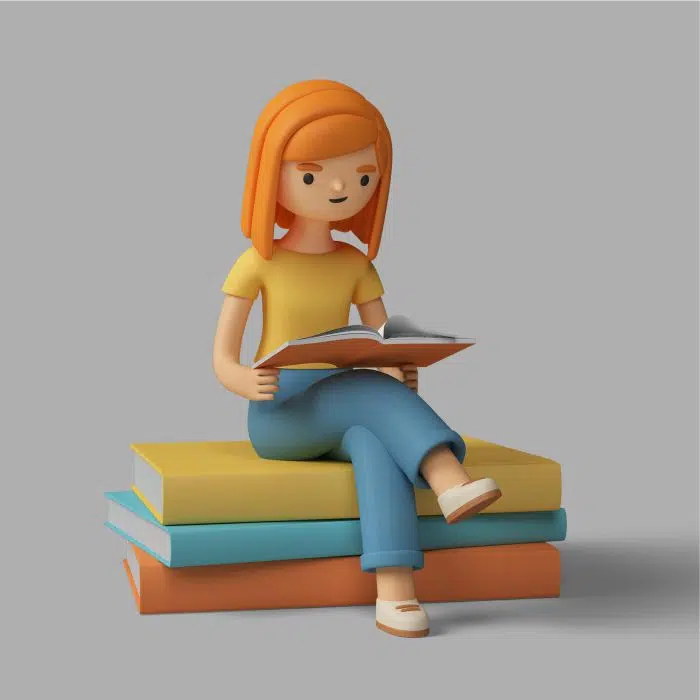 3d female character reading a book آیکون سه بعدی زن با چرخ دنده - تنظیمات