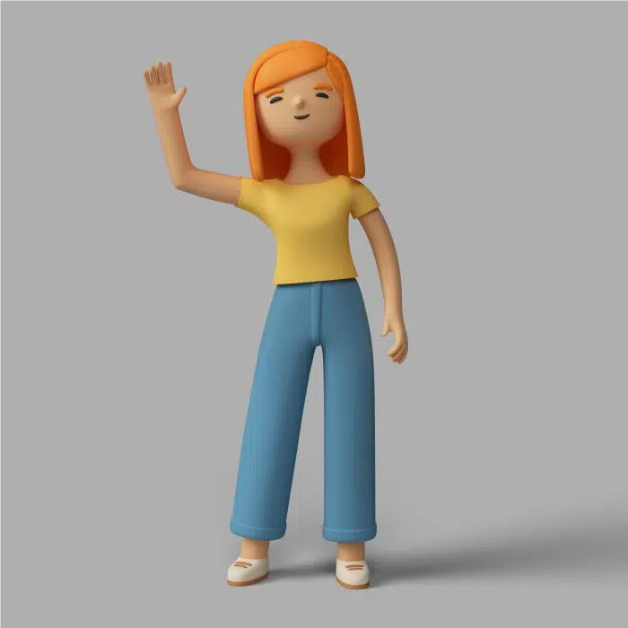 3d female character waving آیکون سه بعدی زن با چرخ دنده - تنظیمات