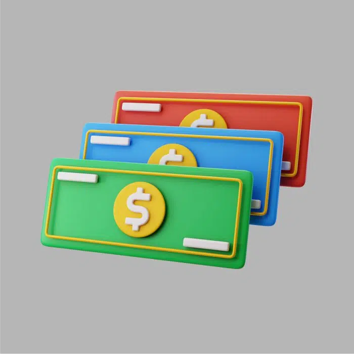 3d paper dollar bills طرح ایکون