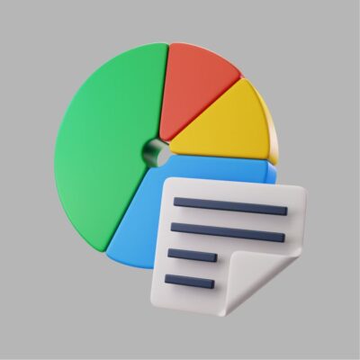 آیکون سه بعدی نمودار پای با اطلاعات