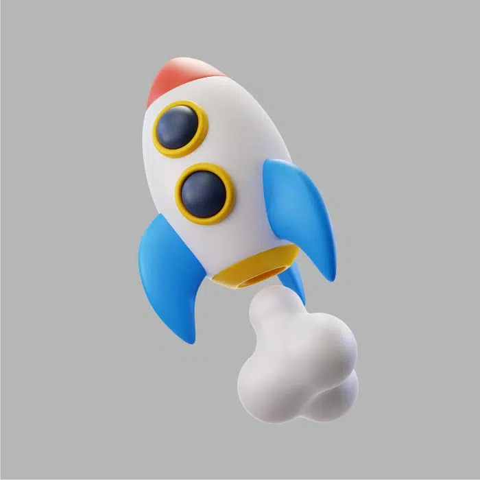 آیکون سه بعدی موشک 1 3d space rocket with smoke آیکون سه بعدی موشک