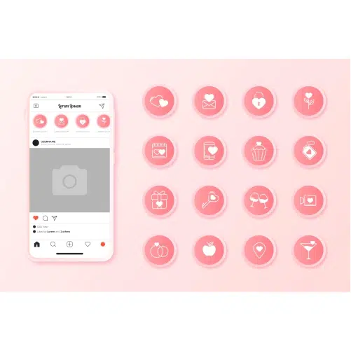 abstract gradient instagram highlights collection 1 وکتور مجموعه برچسب های کاور هایلایت برنامه اینستاگرام - قلبی