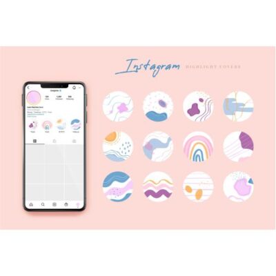 وکتور مجموعه برچسب های هایلایت برنامه اینستاگرام - کاور