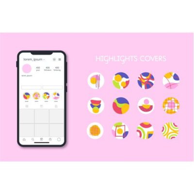 وکتور مجموعه برچسب های فاتزی هایلایت برنامه اینستاگرام