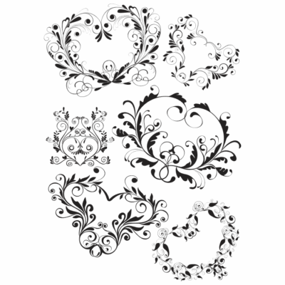 طرح وکتور قلب گل و برگ تزیینی