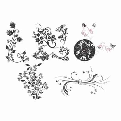 طرح وکتور گل و برگ کناره