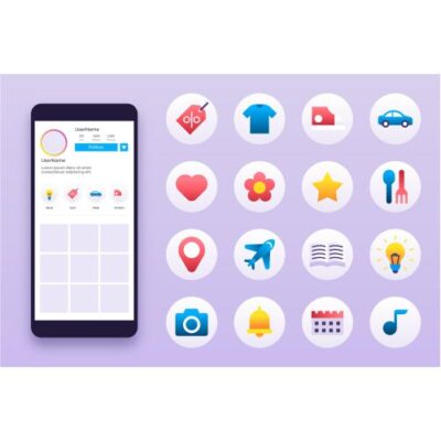 وکتور مجوعه کامل تصاویر مربوط به صفحه اینستاگرام