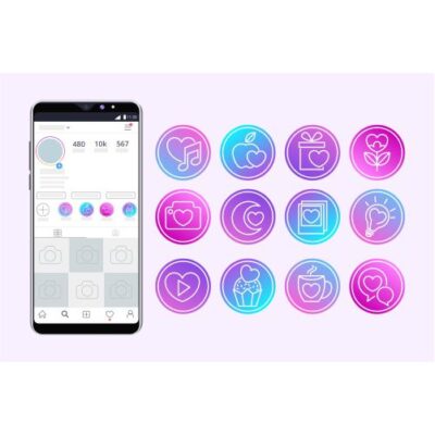 وکتور ایکون های رنگی رنگی مخصوص هایلایت اینستاگرام