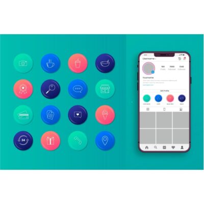 وکتور پکیج ایکون های شیک هایلایت برنامه اینستاگرام