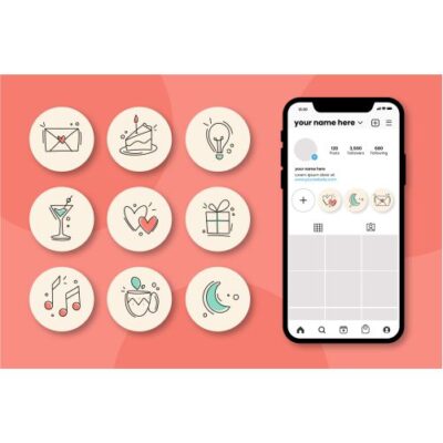 وکتور مجموعه برچسب های تور و سفر هایلایت اینستاگرام