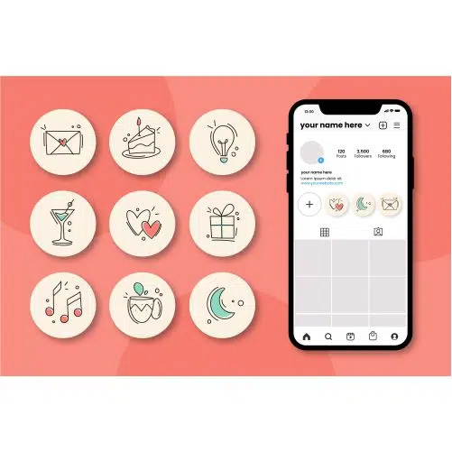 hand drawn instagram highlights collection 1 پکیج ایکون هایلایت های فانتزی دخترانه -2021