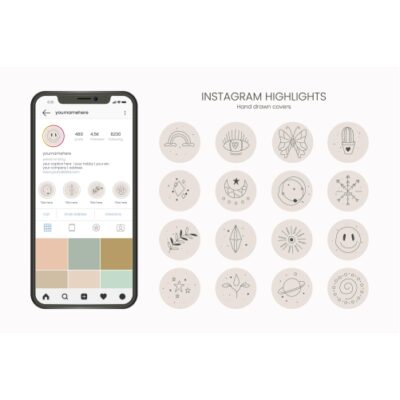 وکتور مجموعه برچسب های دخترانه هایلایت اینستاگرام