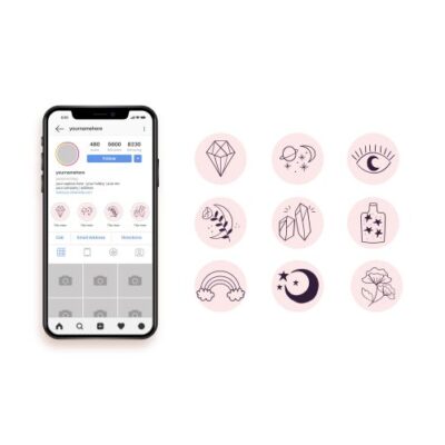 وکتور مجموعه برچسب های دخترانه هایلایت اینستاگرام