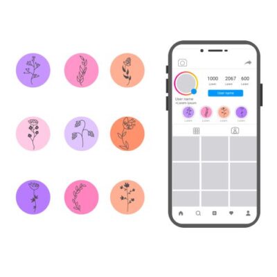 مجوعه وکتور کاور گیاهی برای هایلایت اینستاگرام