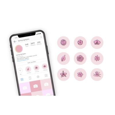 وکتور مجموعه کاور گل و گیاه برای هایلایت اینستاگرام