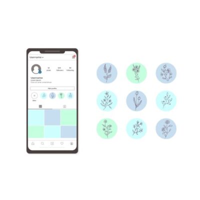 مجوعه وکتور کاور برگ و گل برگ دخترونه مخصوص اینستاگرام