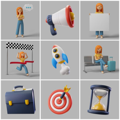 مجموعه 80 تایی آیکون سه بعدی